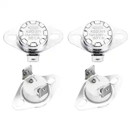 Unique Bargains - KSD301 Thermostat 50°C/122°F 16A Normally Open N.O Temperature Switch for Microwaves/Oven 4pcs Ceramic - Silver
