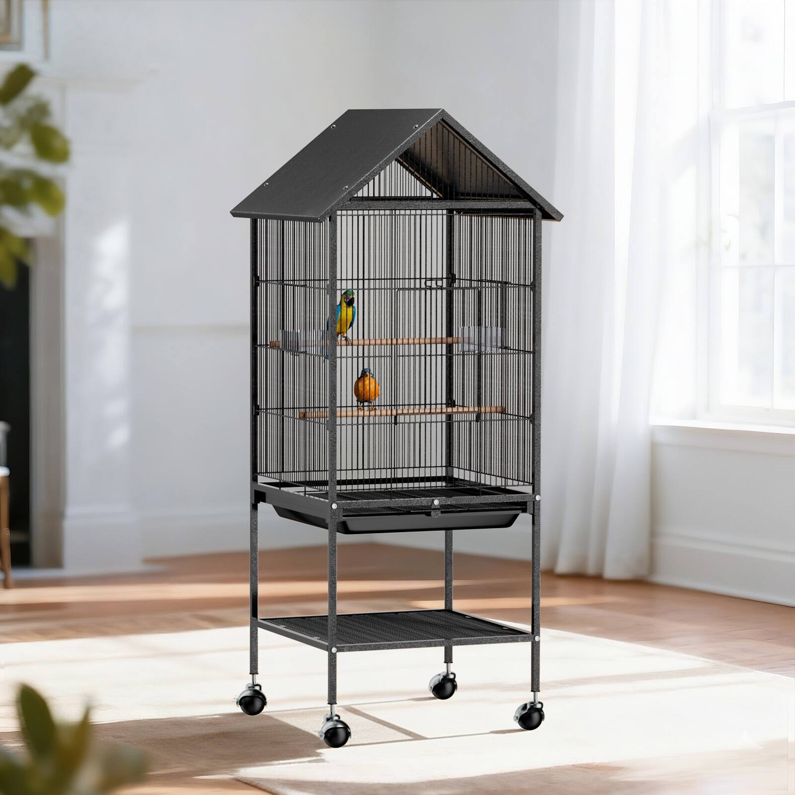 Alt View 9. Winado - 50in Parakeet Wire Bird Cage Portable for Finches Canaries Carrier with Wheels for Indoor/Outdoor.