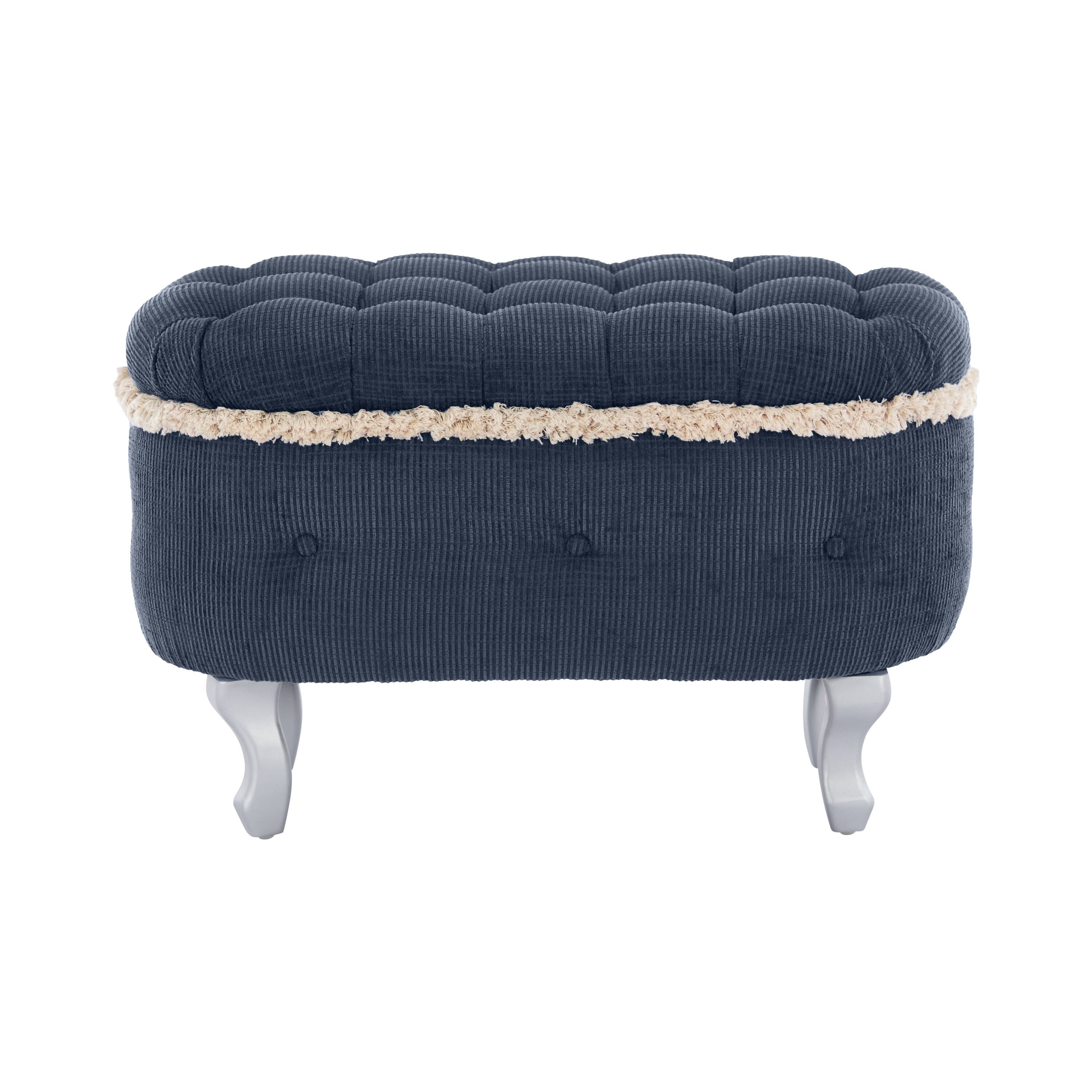 Back. Whisen - 29.5" Button-Tufted Fabric Storage Ottoman End of Bed Window Bench for Bedroom - Blue.