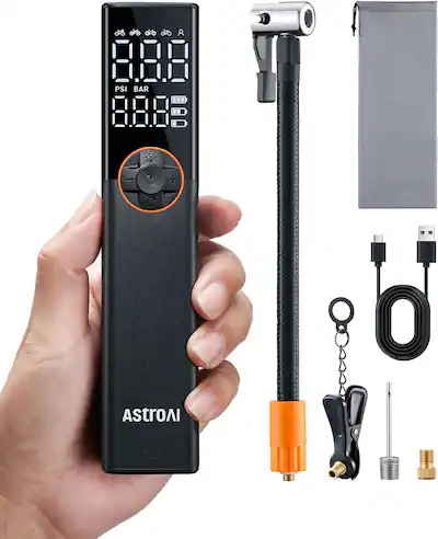 AstroAI Electric Bike Pump 150PSI portable rechargeable air pump with high voltage motor fits all bike valves Black ACACL8BK-US - Best Buy AstroAI Electric Bike Pump 150PSI portable rechargeable air pump with high voltage motor fits all bike valves Black ACACL8BK-US - Best Buy