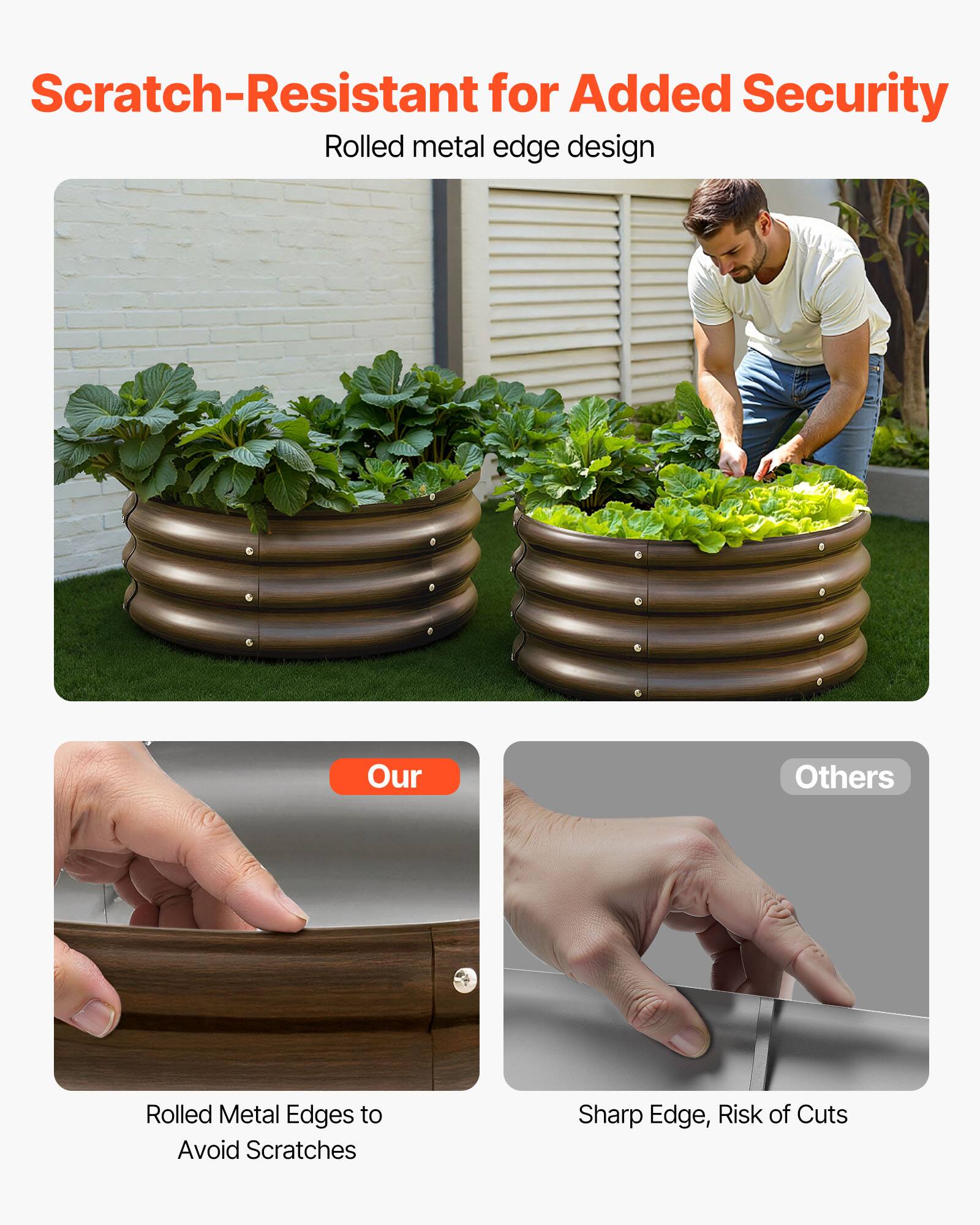 Scratch-Resistant for Added Security  
Rolled metal edge design  

Our  
Rolled Metal Edges to Avoid Scratches  

Others  
Sharp Edge, Risk of Cuts