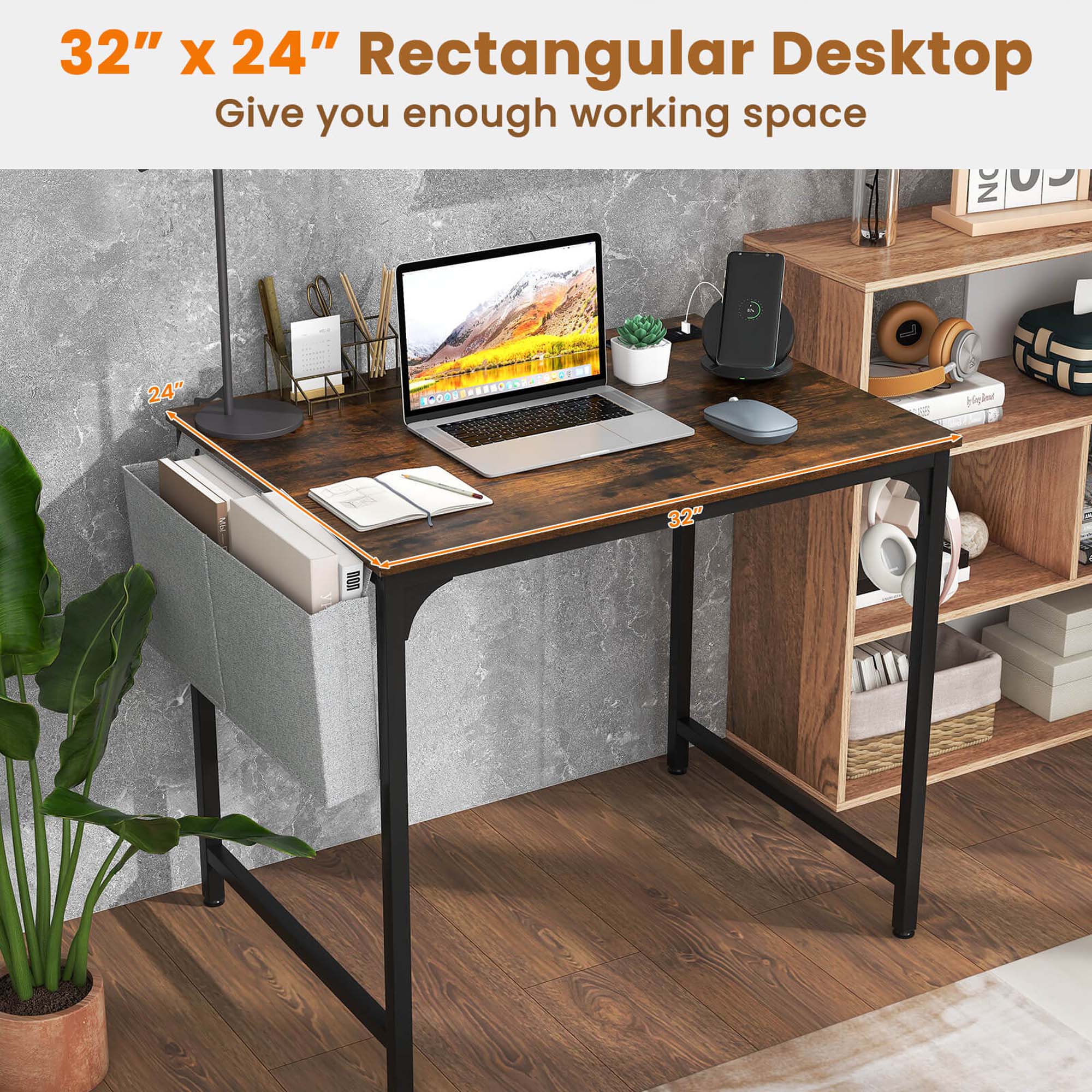 32" x 24" Rectangular Desktop  
Give you enough working space