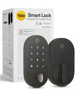 Yale - Smart Lock with Matter, Designed for Google Home; Electronic Deadbolt with Pushbutton Keypad - Matte Black