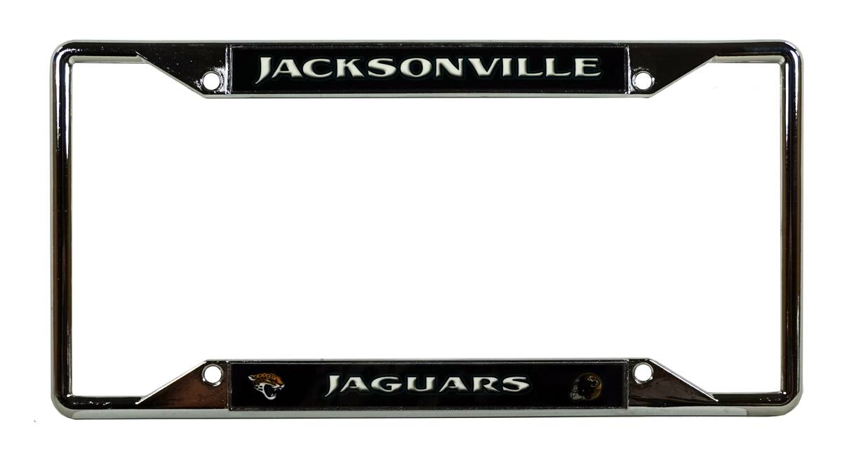 Jacksonville Football Jaguars Chrome EZ View 4-Corner License Plate Frame