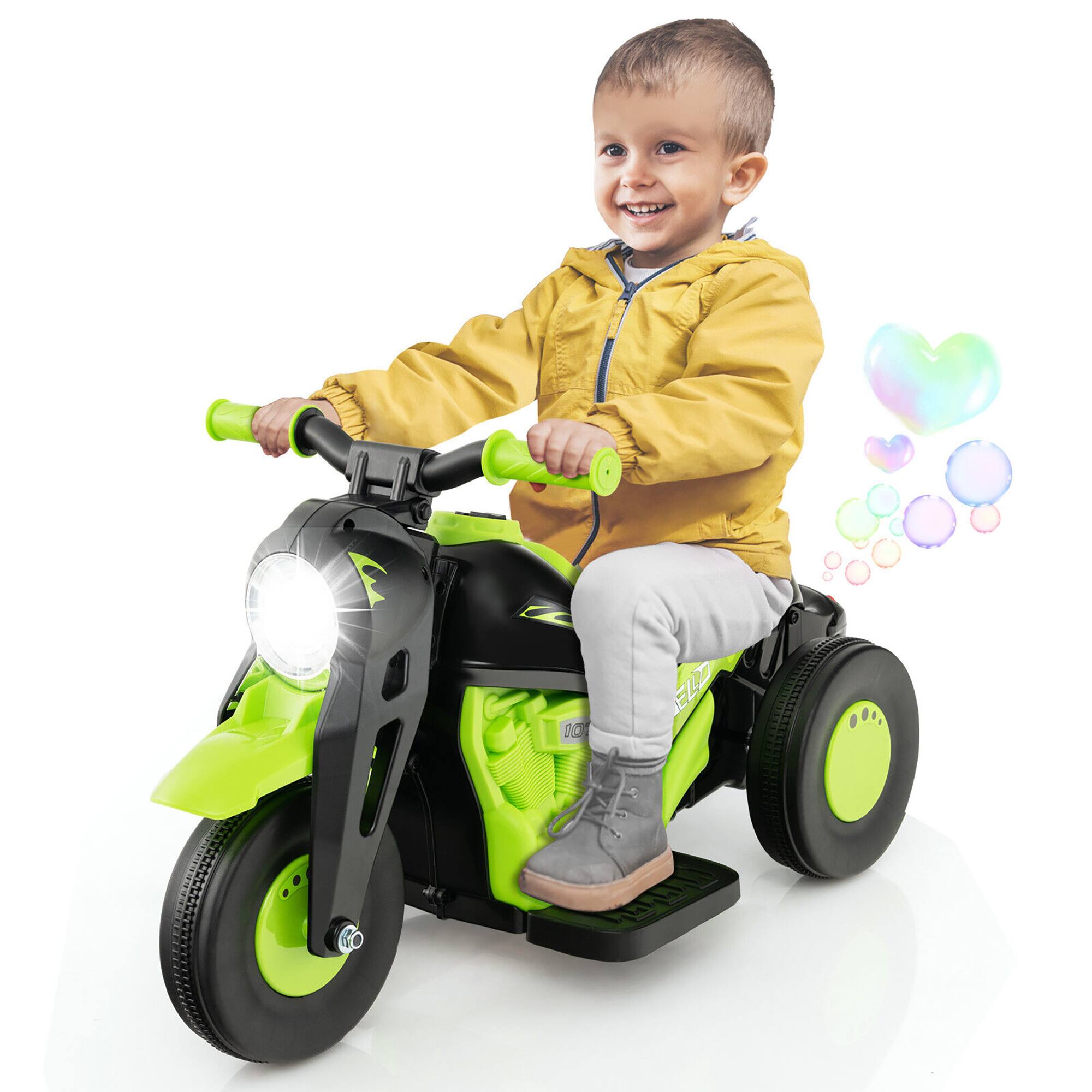 Alt View 9. Gymax - Gymax 6V Kids Bubble Car Electric Ride on Motorcycle w/ Music Button & LED Headlight Green - Green.