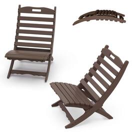 FODINGHILL - Folding Portable Xavier Wave HDPE Adirondack Chairs Set of 2 - BrownWood