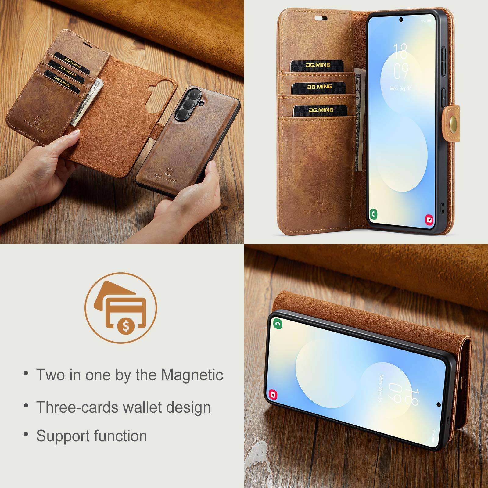 LEN i nhino CP - DG.MING  
DG.MING 18 09 Mon Sep 14  
DG.MING F 1 COMNS  
C $  
Two in one by the Magnetic Three-cards wallet design  
Support function