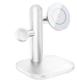 RISOKEYS - 3-in-1 Magnetic Wireless Charger - Desktop Stand for Phone, Earphones, and Watch, Tree Style Wireless Charger - White