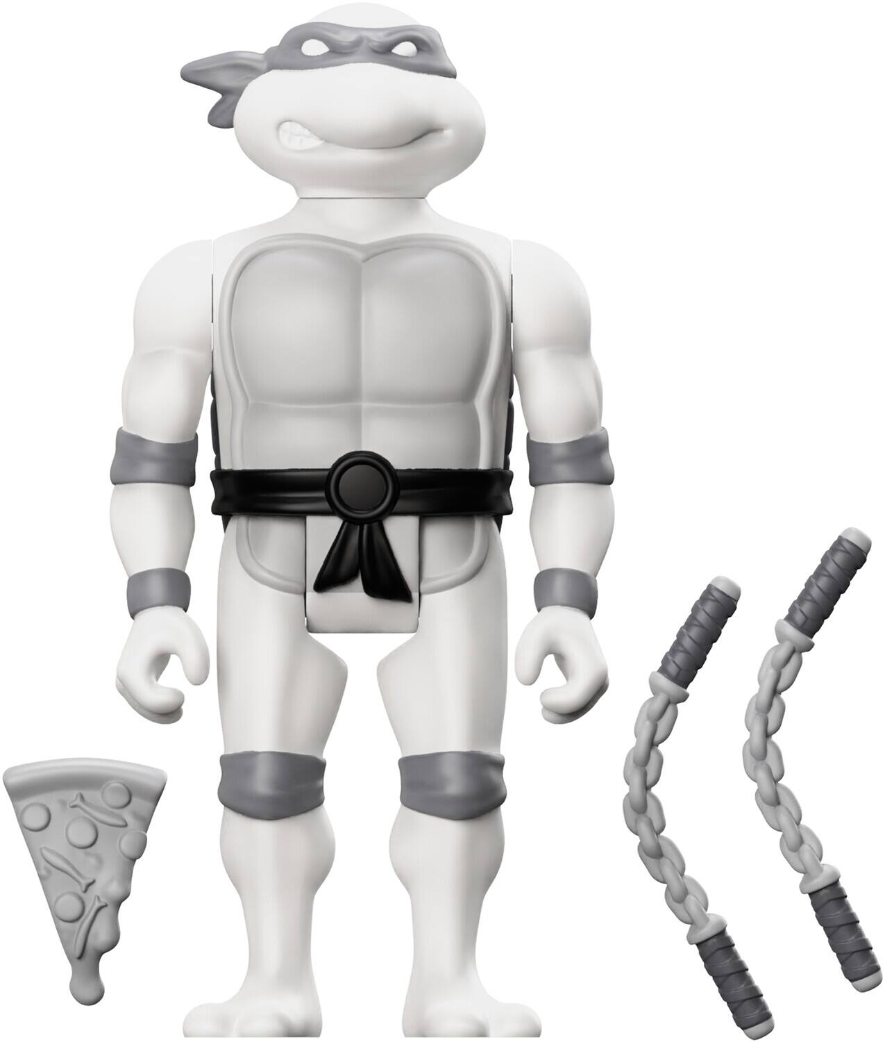 Alt View 3. Super7 - Super7 - Teenage Mutant Ninja Turtles - Reaction Wv9 - Michelangelo (Comic Greyscale)   - Collectibles - Multicolor.