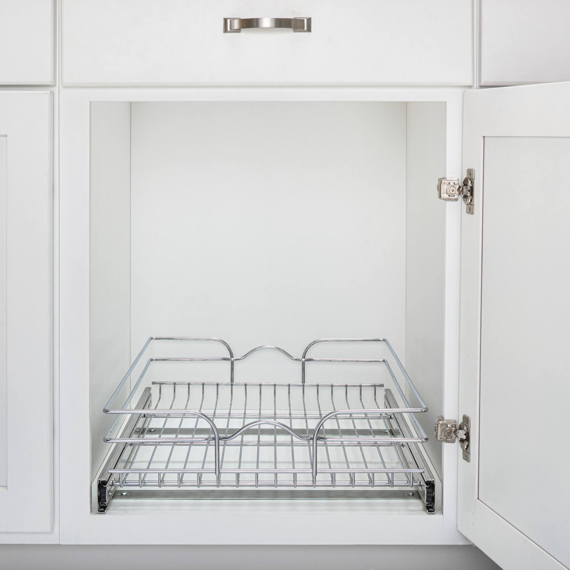 Alt View 5. Rev-A-Shelf - Rev-A-Shelf Pullout Single Basket Organizer for Kitchen Cabinets, 18 x 22 In, 5WB1-1822CR-1 - Silver.