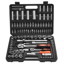 LOVMOR - Socket Set 108 Pieces 1 4 and 1 2 inch Drive Metric Socket Ratchet Set Automotive Mechanic Tools