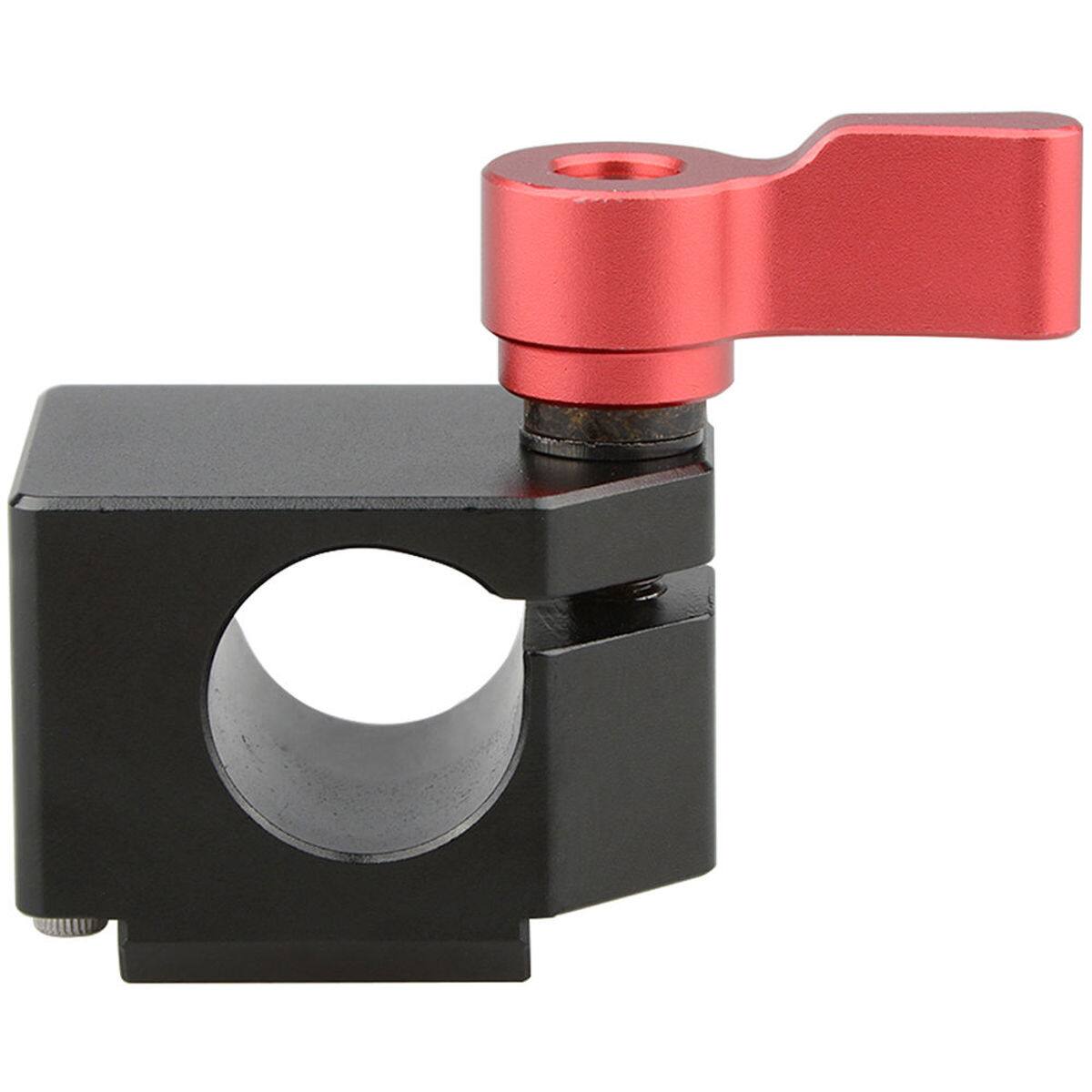 Alt View 3. CAMVATE - CAMVATE 15mm Rod Clamp with Cold Shoe, Red Knob.