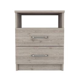 Hivvago - Modern 2-Drawer Nightstand with Open Shelf Wood Finish - Beige