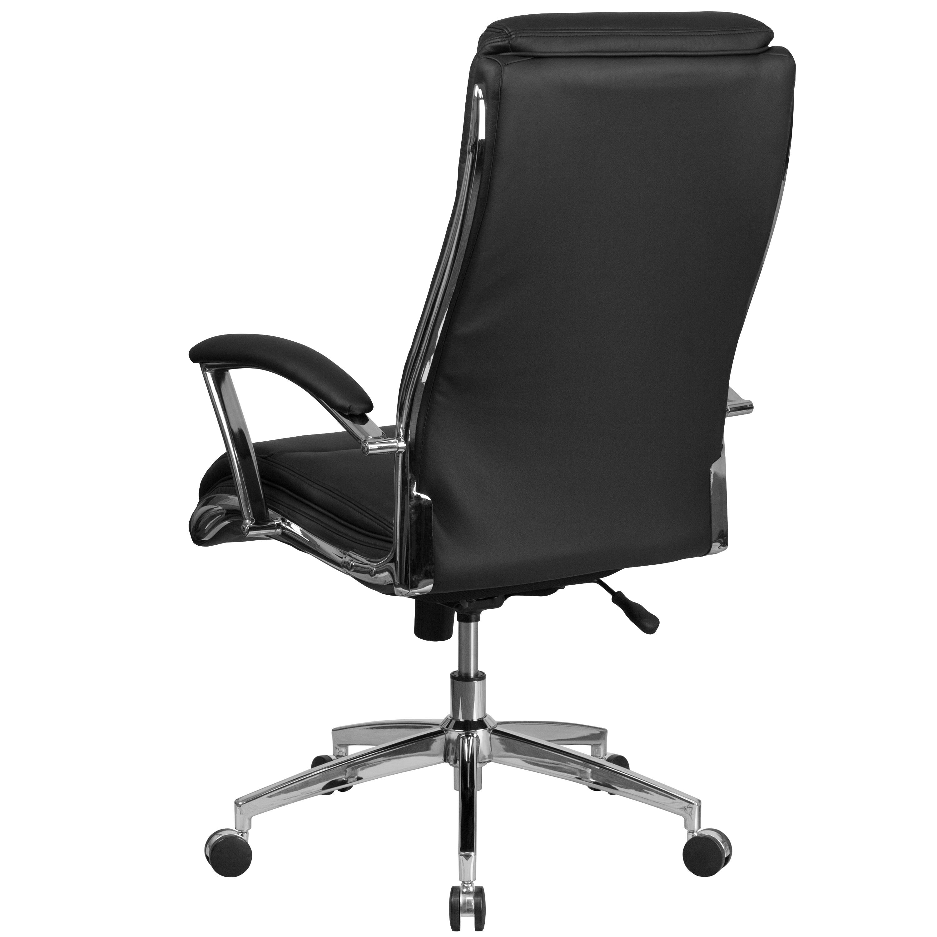 Alt View 3. Emma + Oliver - High Back Designer Smooth Executive Swivel Office Chair with Arms - Black.