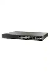 Front. Cisco - SG500X-24P-K9-NA 24-port PoE managed switch with 4 uplinks.