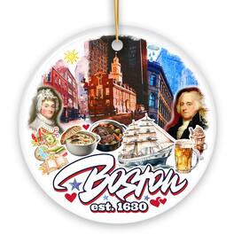 OrnamentallyYou - Vibrant Boston City Ceramic Art Ornament Massachusetts Souvenir and Christmas Decor Version 1 - Multi-colored