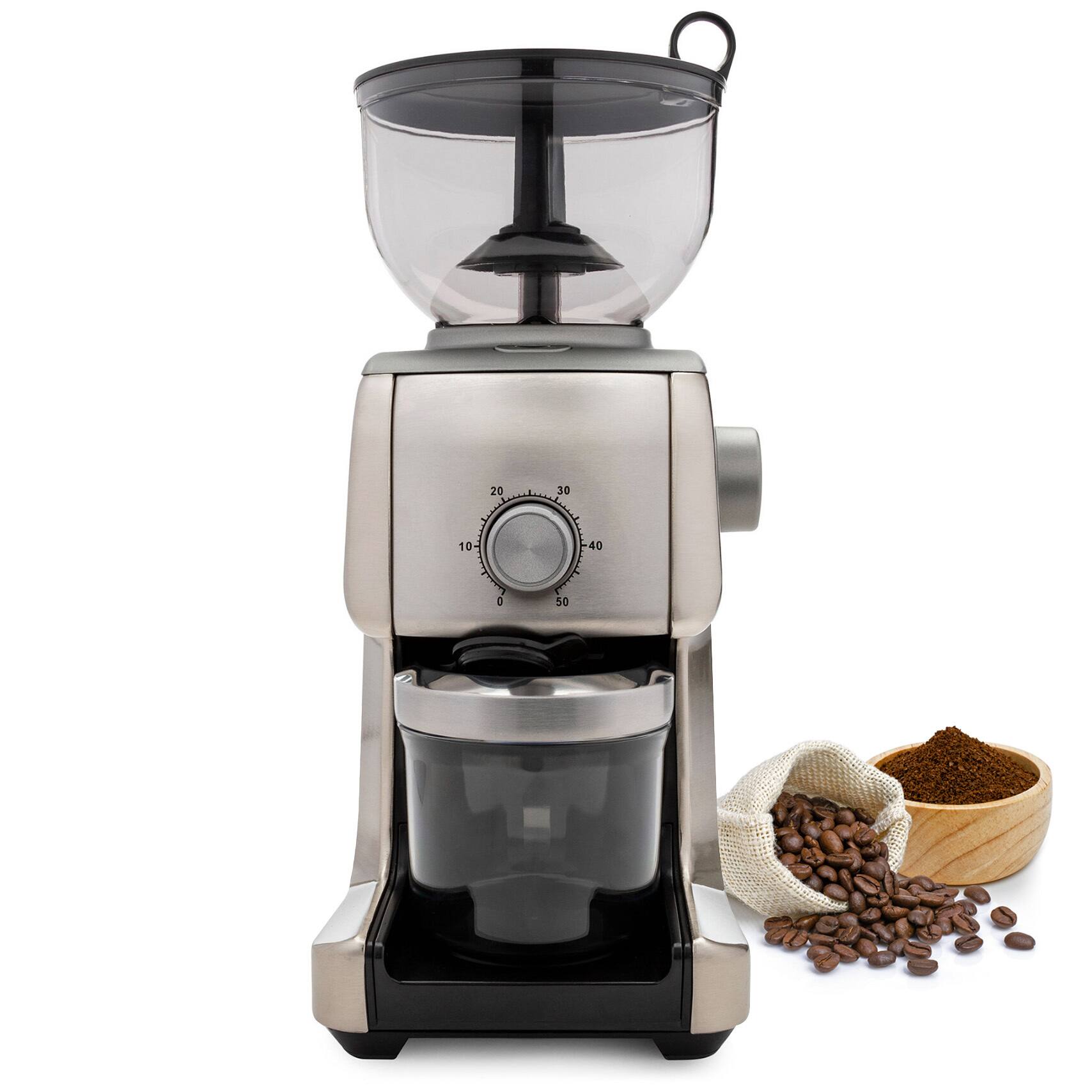 Front. ChefWave - ChefWave Bonne Conical Burr Coffee Grinder w/ 16 Grind Settings, Stainless Steel - Stainless Steel.