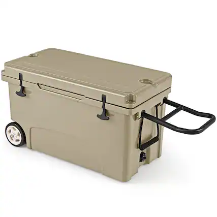 Front. Gymax - Gymax 75 Quart Portable Hard Cooler Insulated Rolling Cooler w/6-Day Ice Retention Yellow - Yellow.