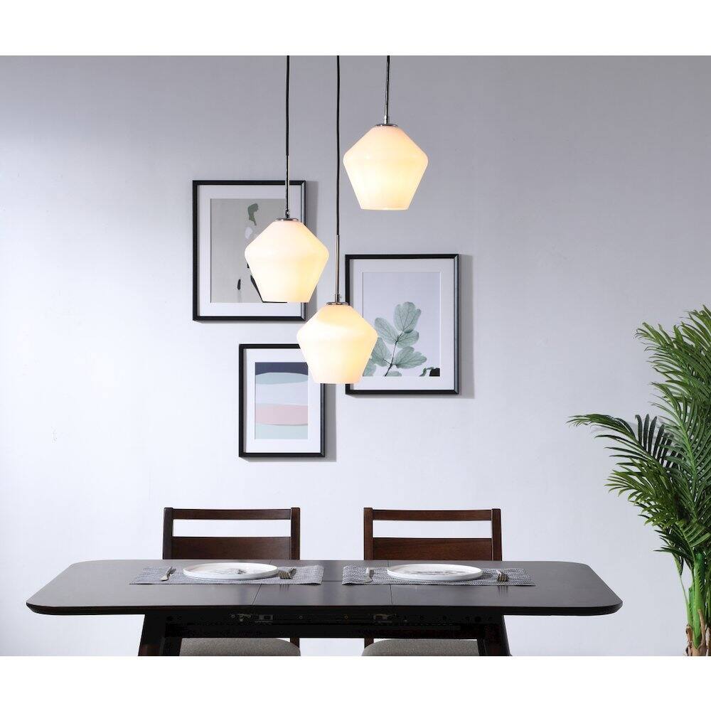 Alt View 10. Living District - Gene 3 Light Chrome And Frosted White Glass Pendant - Chrome And Frosted White Glass.