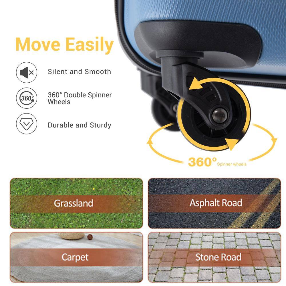 Move Easily

- Silent and Smooth
- 360° Double Spinner Wheels
- Durable and Sturdy

360° Spinner wheels

Grassland  
Asphalt Road  
Carpet  
Stone Road
