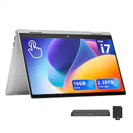 HP - Envy 2-in-1 14" FHD Touchscreen Laptop,Intel i7-1355U,16GB RAM,2TB SSD+256GB Dock Set,Iris Xe Graphics,Win 11 - Silver