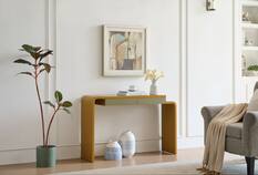 Front. Kings Brand Furniture - Kings Brand Furniture Yuma Wooden Rounded Silhouette Console Table - Honey mustard.
