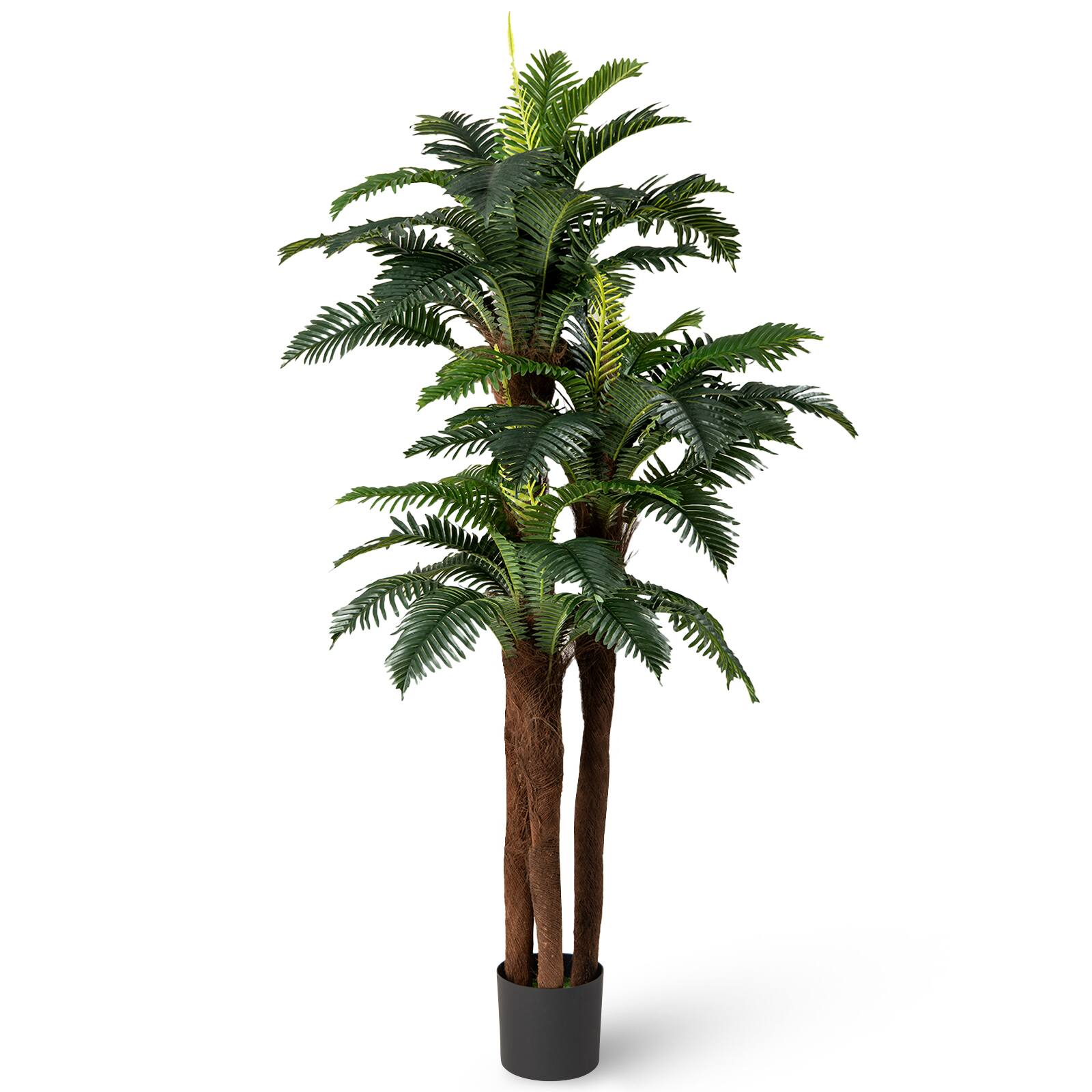 Alt View 9. Gymax - Gymax 2 Pack Artificial Palm Tree 6.3 ft Tall Fake Tropical Plant w/ 3 Real Barks - Green.