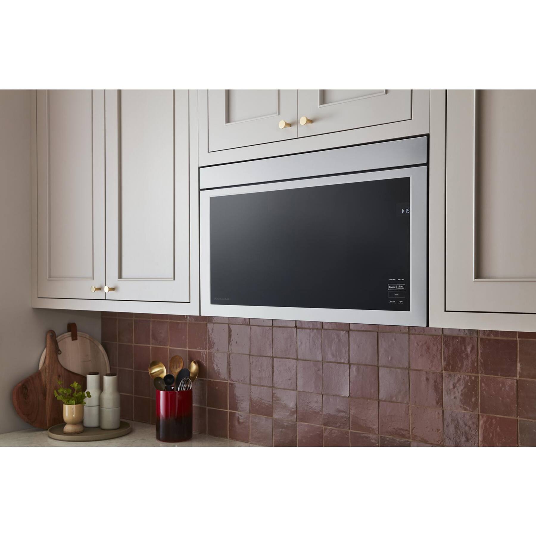 Alt View 22. KitchenAid - 1.1 Cu. Ft. Over-the-Range Microwave with Flush Built-in Design - Stainless Steel.