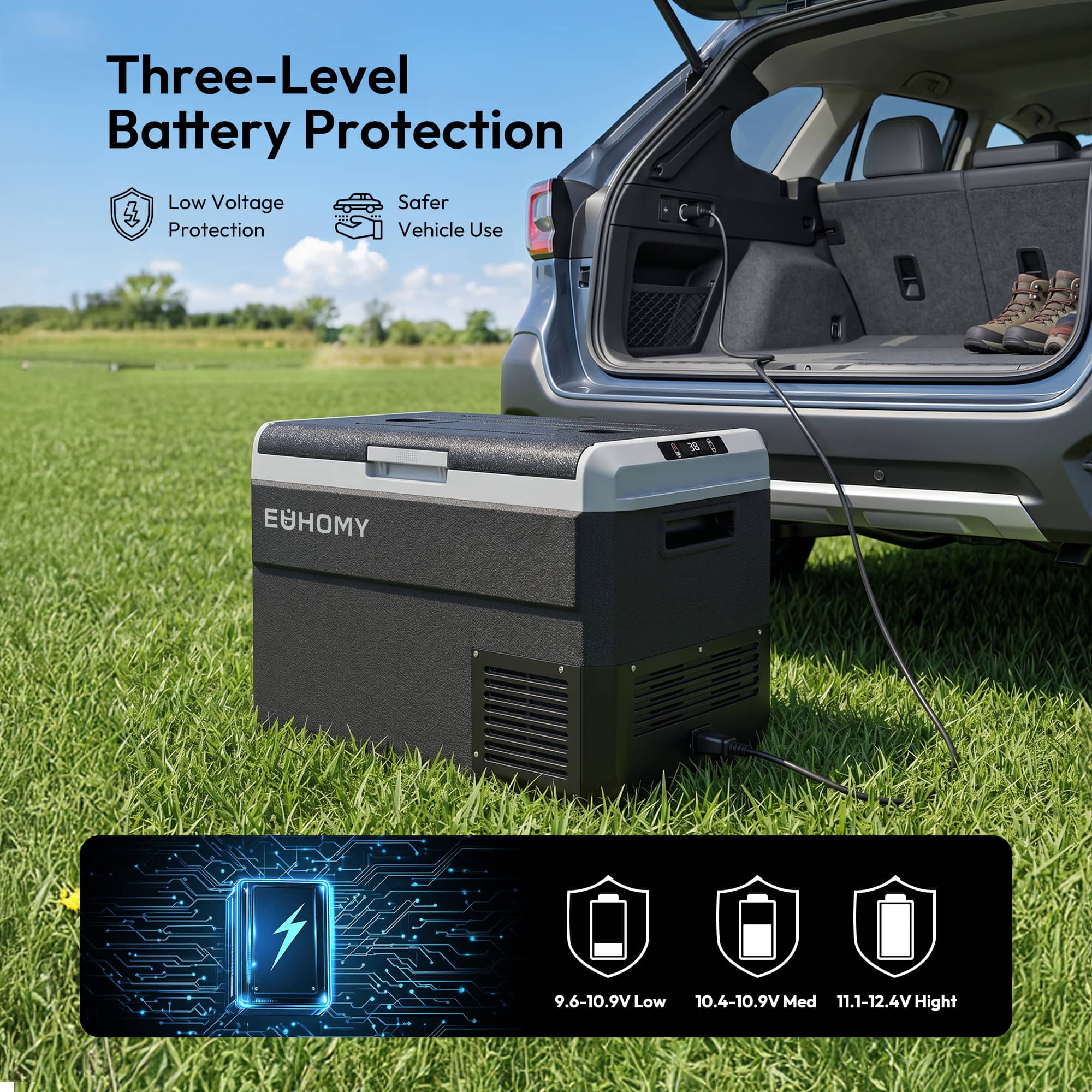 Euhomy 53 QT Portable Car refrigerator Black CF023-50BL - Best Buy
