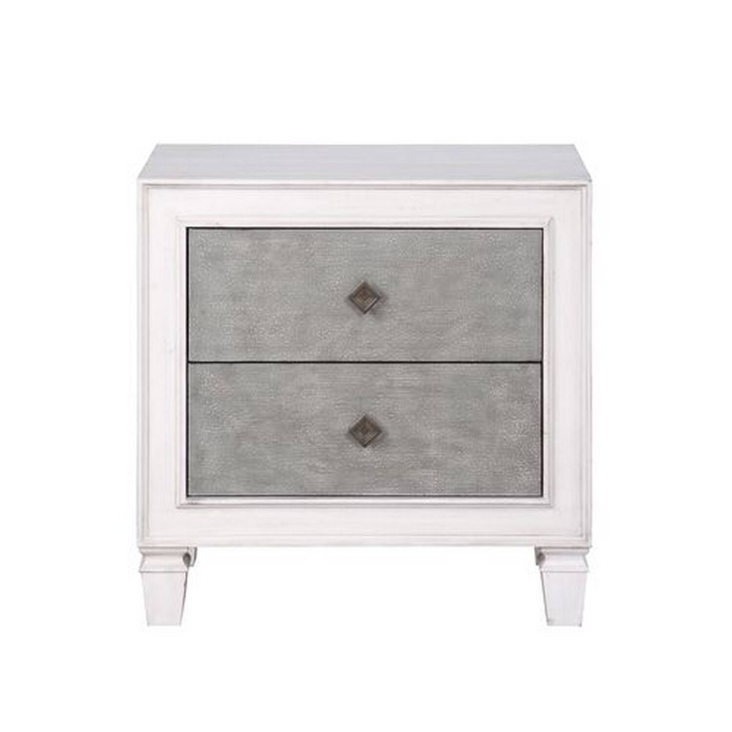 Alt View 1. Manhattan Lane - Nightstand with 2 Drawers and Diamond Handle - Gray.