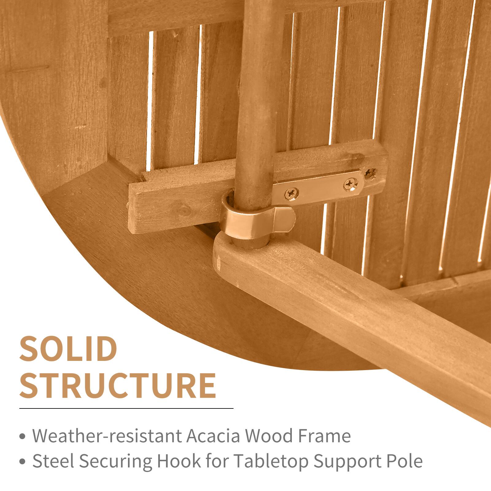 SOLID STRUCTURE

Weather-resistant Acacia Wood Frame
Steel Securing Hook for Tabletop Support Pole