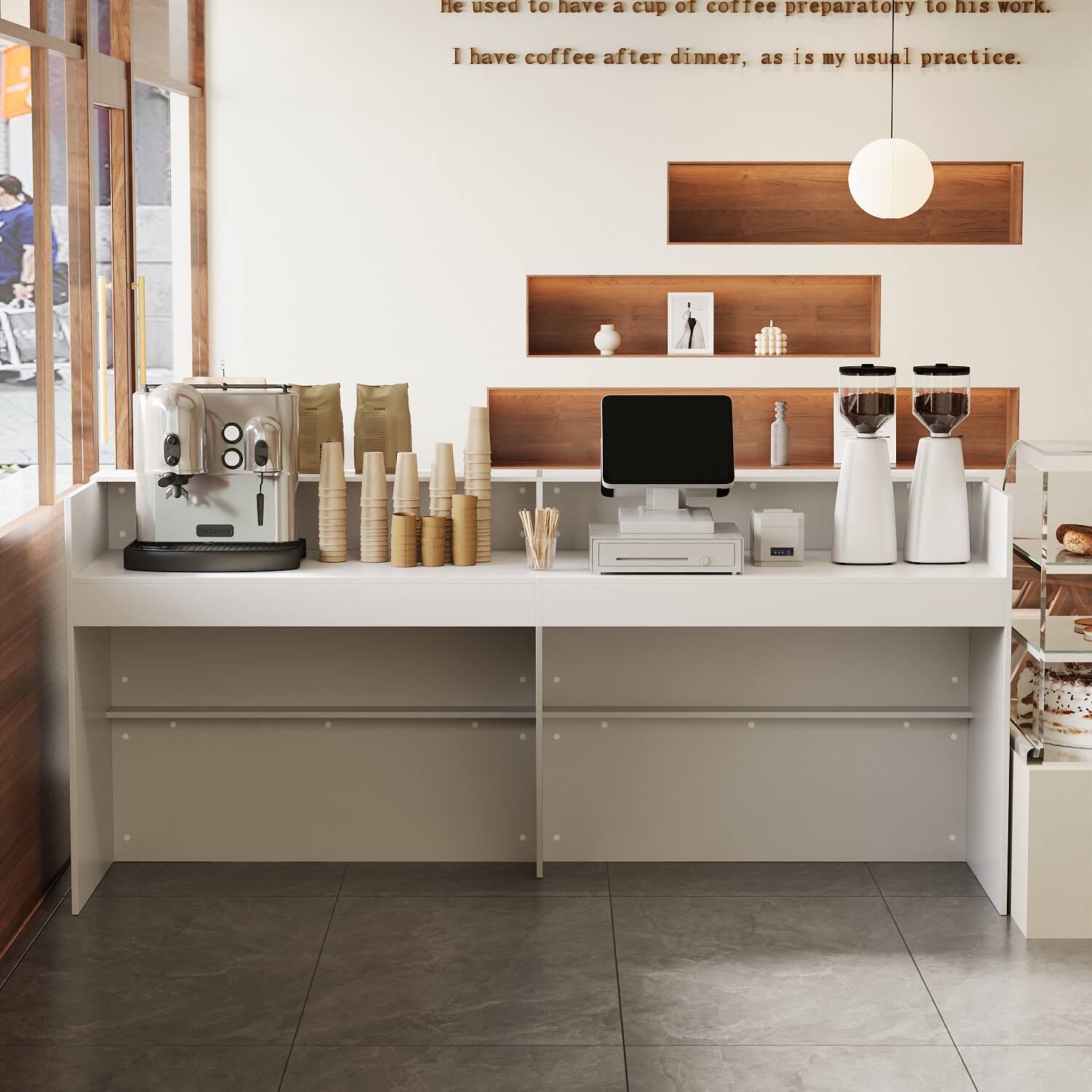 He used to have a cup of coffee preparatory to his work. I have coffee after dinner, as is my usual practice.