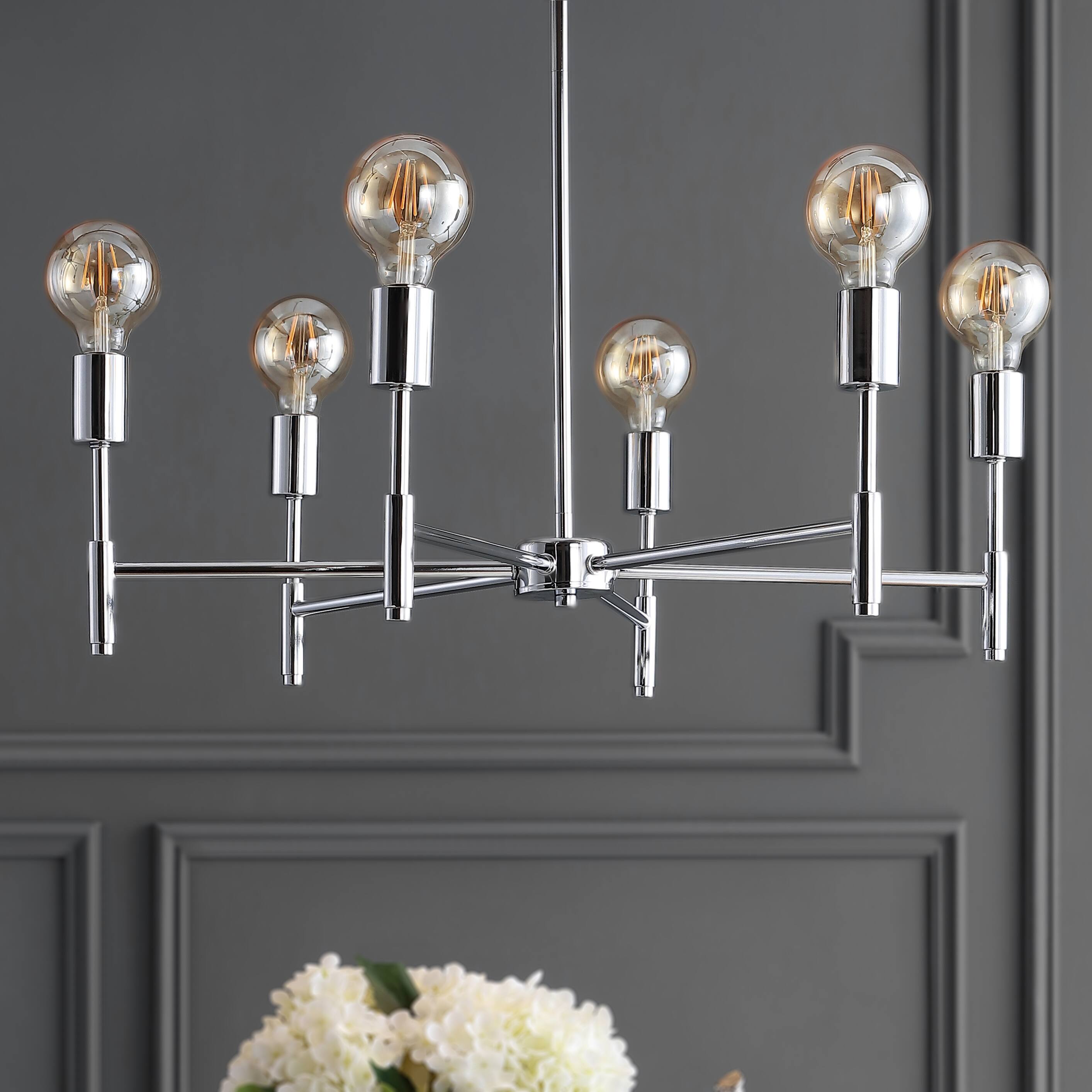 Alt View 1. Jonathan Y - Turing 28.5" Adjustable Height Metal LED Chandelier, Chrome - Chrome.