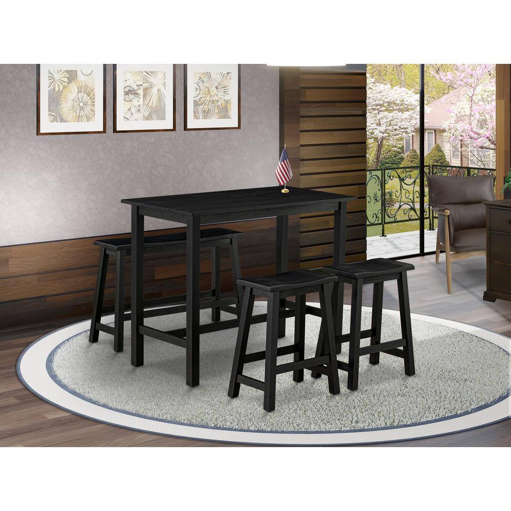 Angle. East West Furniture - East West Furniture 4 Piece Dining Room Table Sets Includes a Wood Dining Table, 2 Kitchen Stools with a Mid Century - Multi-Color.