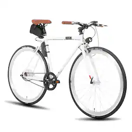 HILAND - 700C Road Electric Bike for Adults, Commuting E-bike for Men Women, 250W Motor, 36V Removable Battery, 20 MPH - White