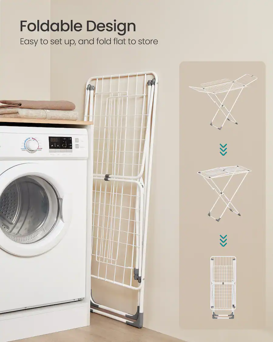 Songmics Home Clothes Drying Rack, Metal Laundry Drying Rack, Foldable ...