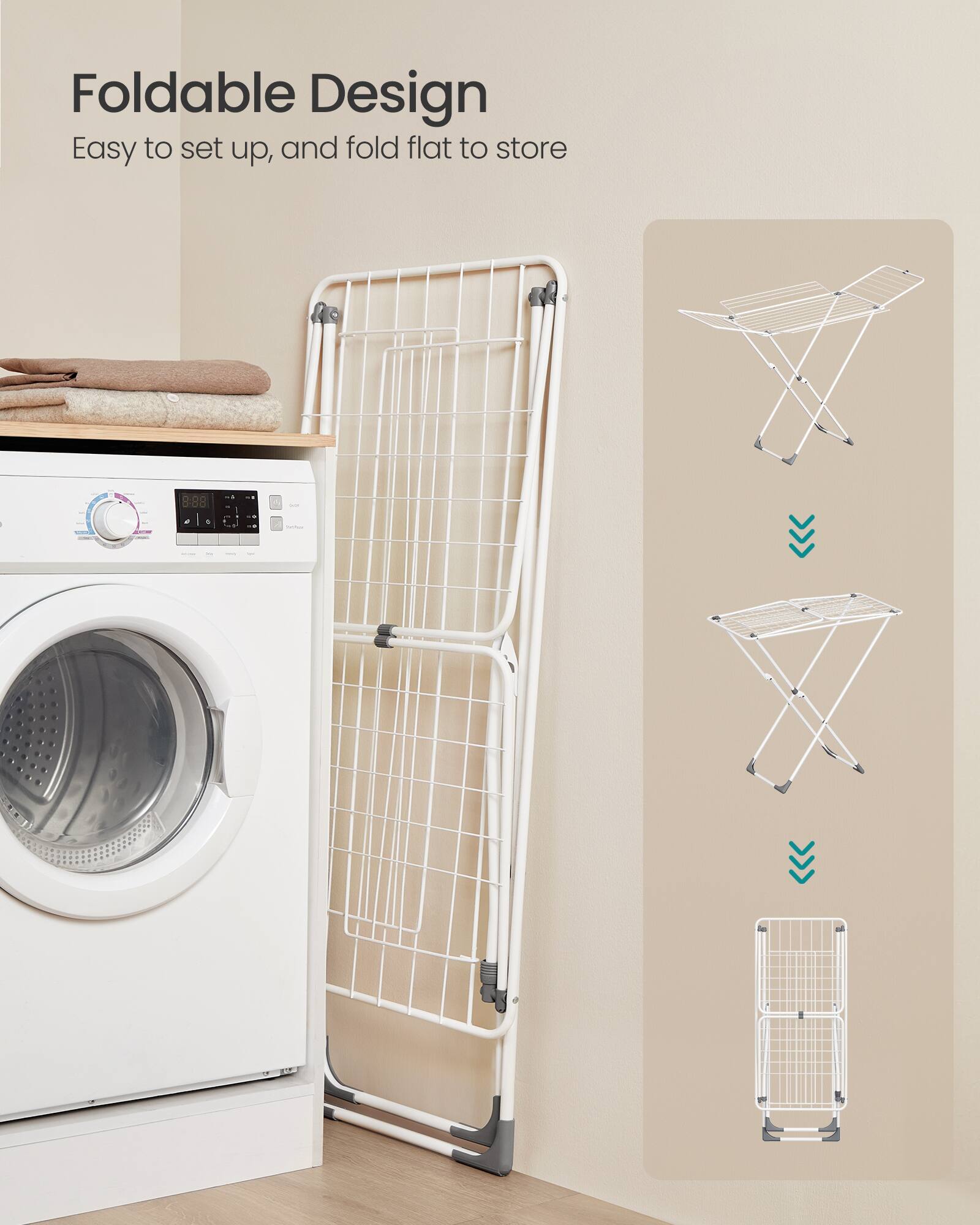 Foldable Design  
Easy to set up, and fold flat to store