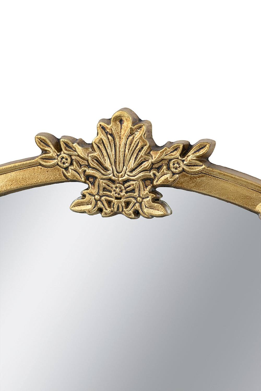 Alt View 2. BreeBe - 30x31' Round Wall Mirror With Gold Finish And Decorative Leaf Crest - Gold.