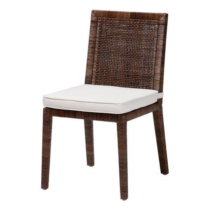 Front. bali & pari - Sofia Rattan Dining Chair with Cushion - Handwoven Wicker Side Chair with Mahogany Wood Frame, Indoor Seating - Antique Coffee.