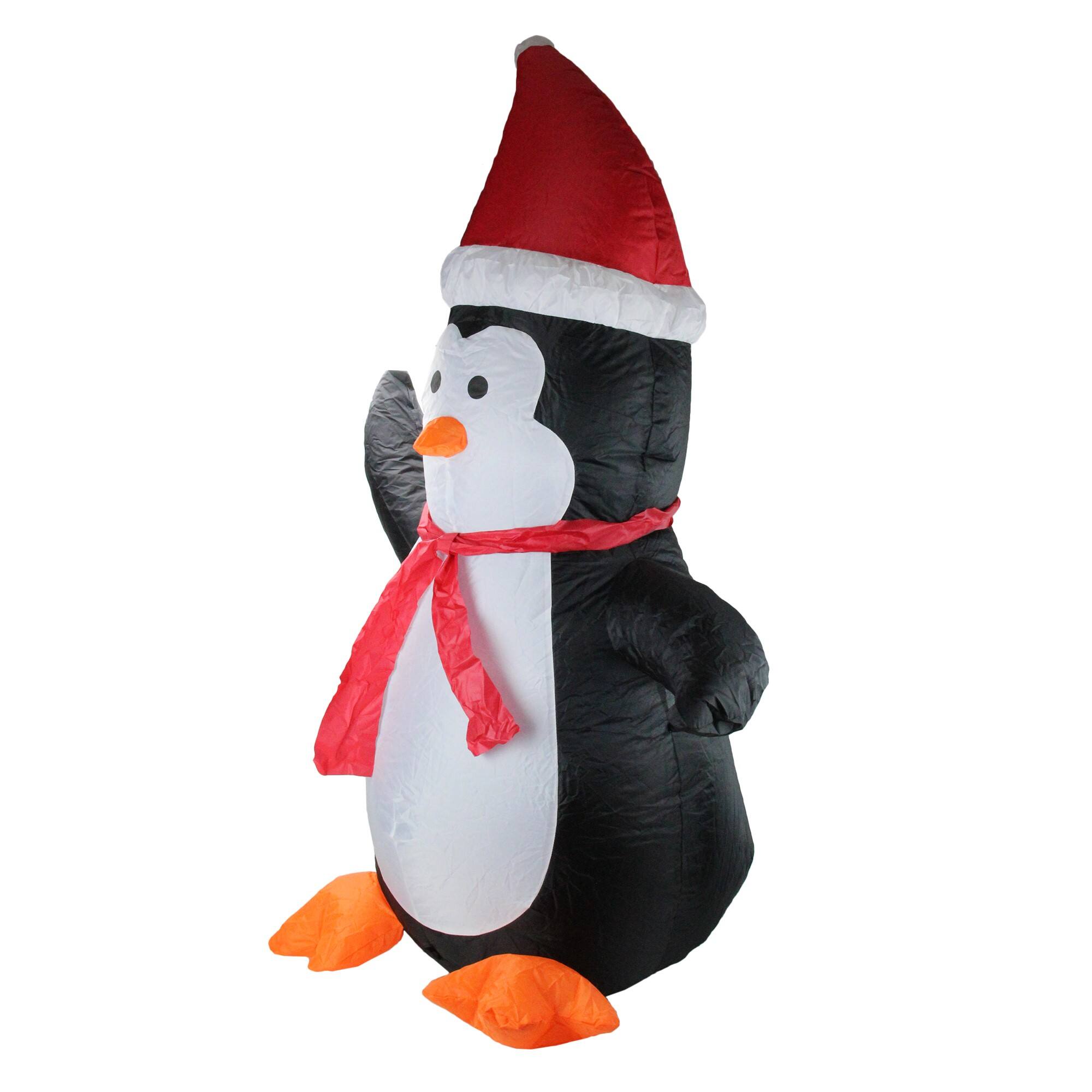 Alt View 2. Northlight - LED Lighted Inflatable Penguin Outdoor Christmas Decoration - 4' - Black.