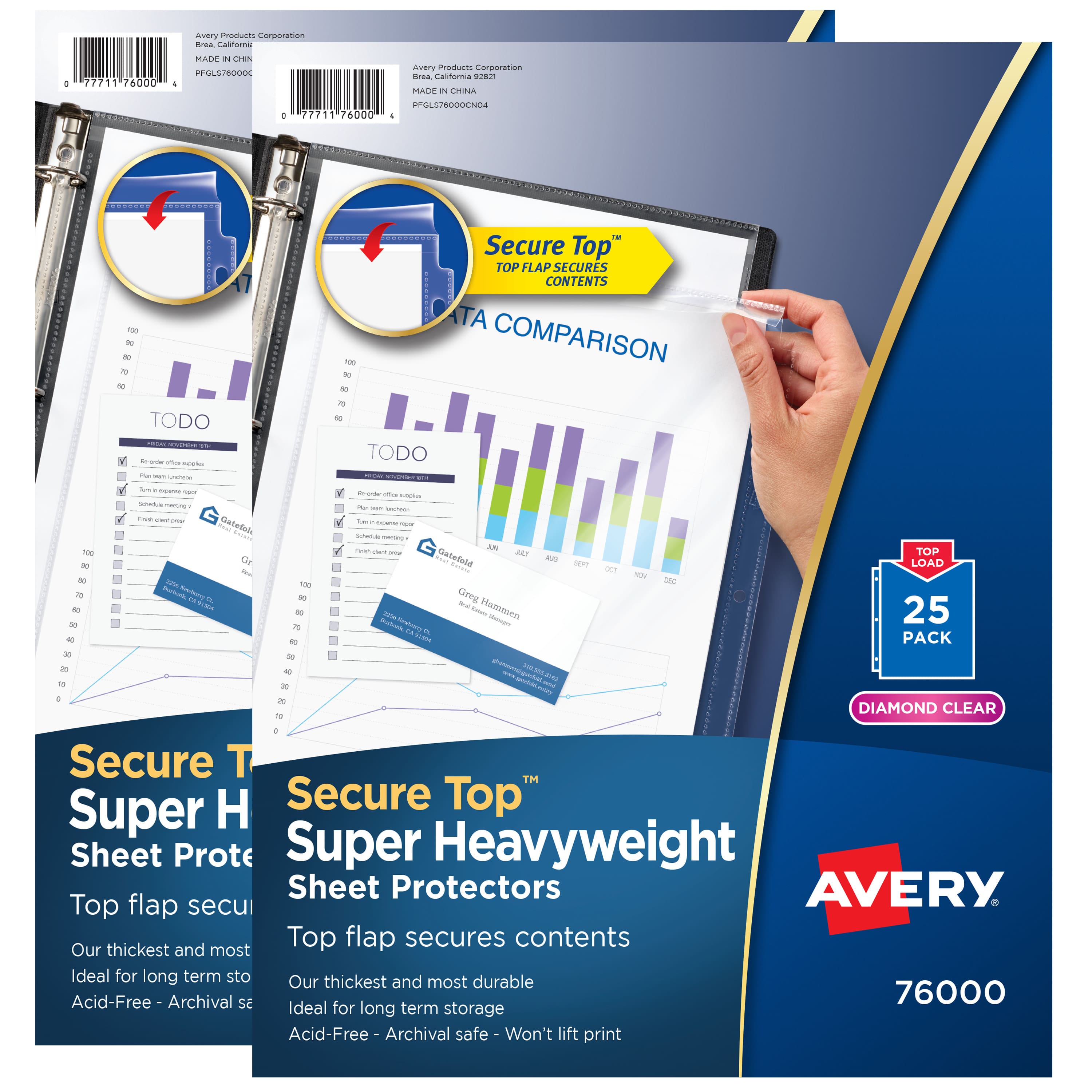 Avery - Diamond Sheet Protectors, 2-Pack, 50 Protectors (86009) - Clear