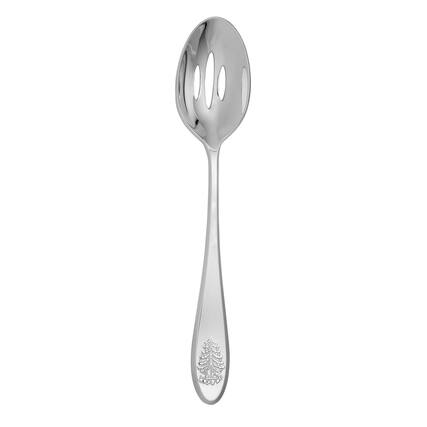 Front. Spode - Spode Christmas Tree Slotted Spoon - Silver.