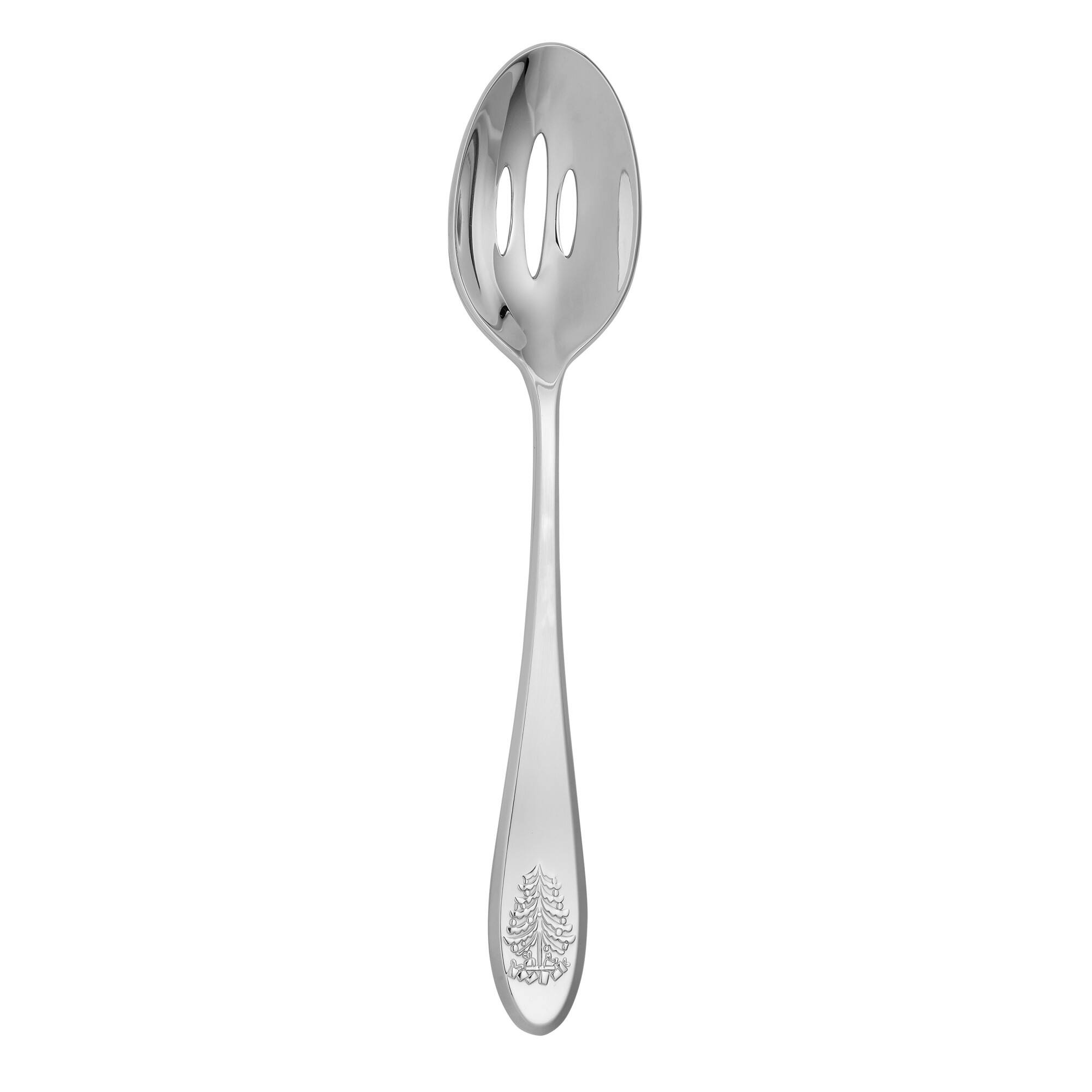 Front. Spode - Spode Christmas Tree Slotted Spoon - Silver.