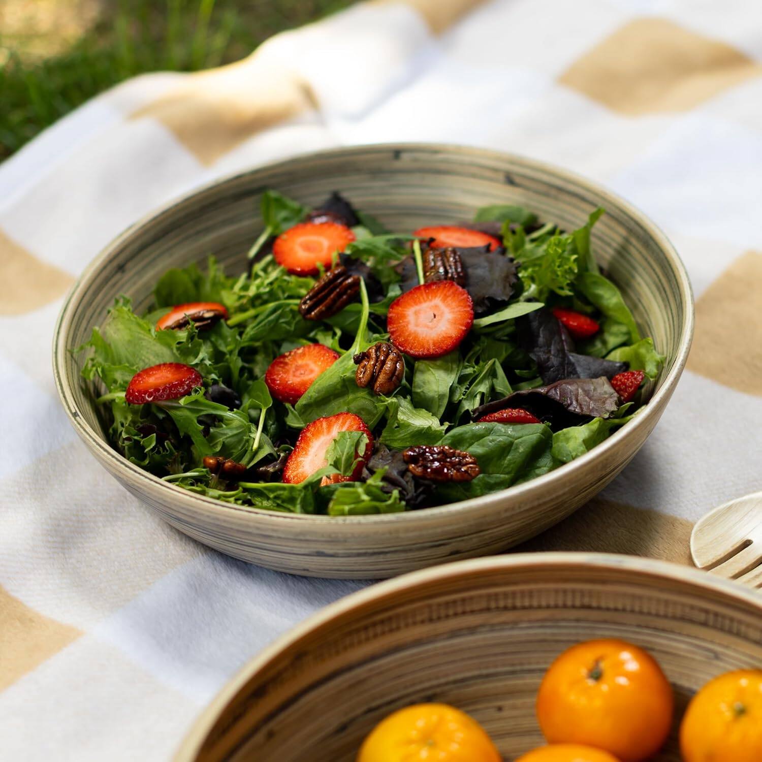 Alt View 1. Lexa - Bamboo Salad Bowl, 12 Inch, Black Bamboo - Black/Natural.