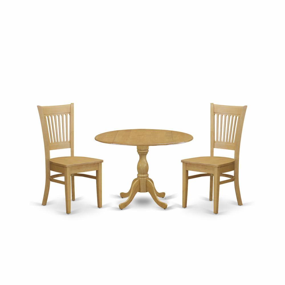 Left. East West Furniture - East West Furniture DMVA3-OAK-W 3 Piece Kitchen Dining Table Set - Oak Dining Room Table and 2 Oak Chairs for Dining - Oak.