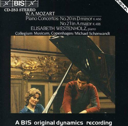 BIS CD-283 STEREO  
W.A. MOZART  
Piano Concertos: No. 20 in D minor K. 466  
No. 23 in A major K. 488  
ELISABETH WESTENHOLZ, piano  
Collegium Musicum, Copenhagen/Michael Schonwandt  

A BIS original dynamics recording