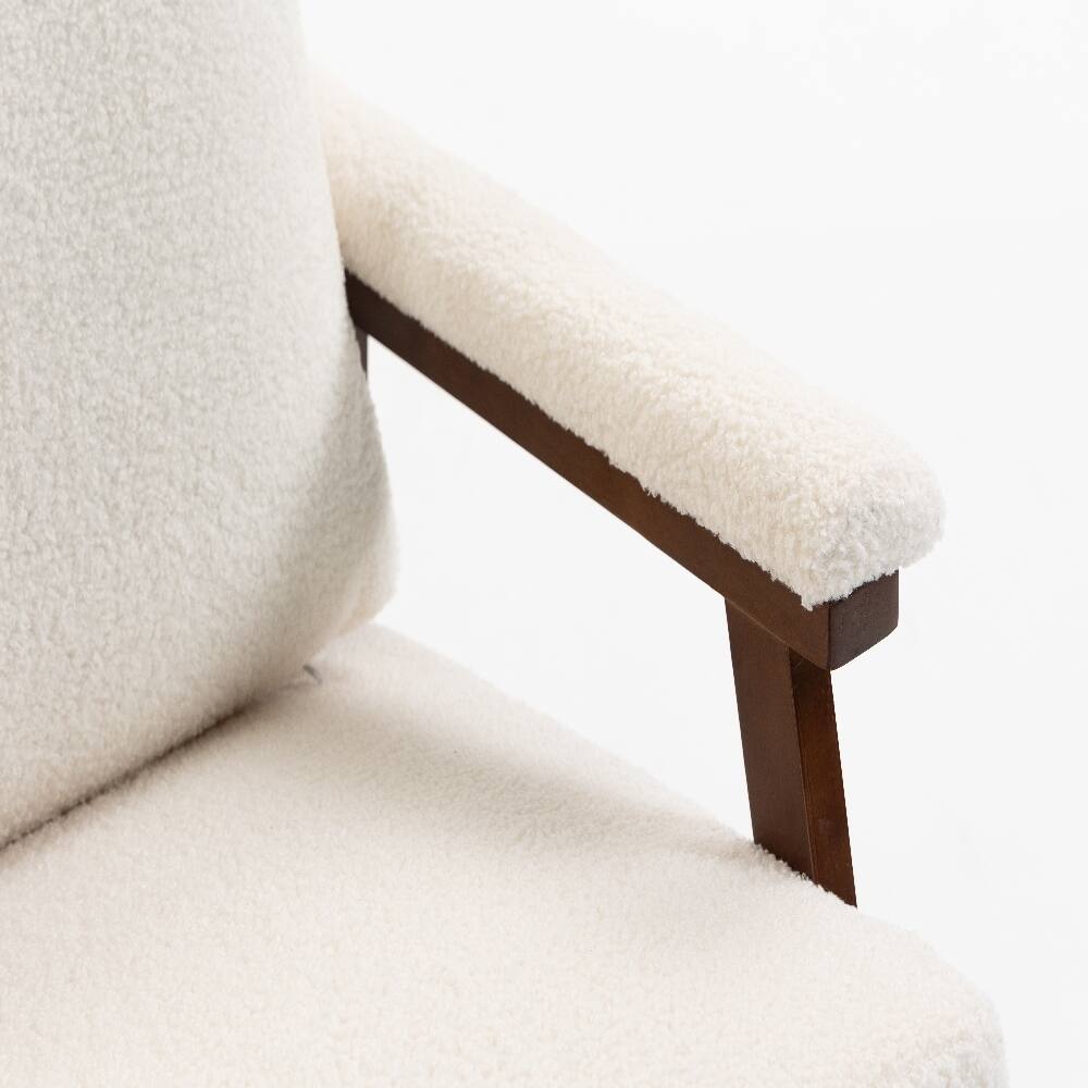 Alt View 8. Loheer - Loheer Mid Century Modern Accent Chair Solid Wood Rocking Chair Upholstered Reading Armchair for Bedroom Sunroom White - White.