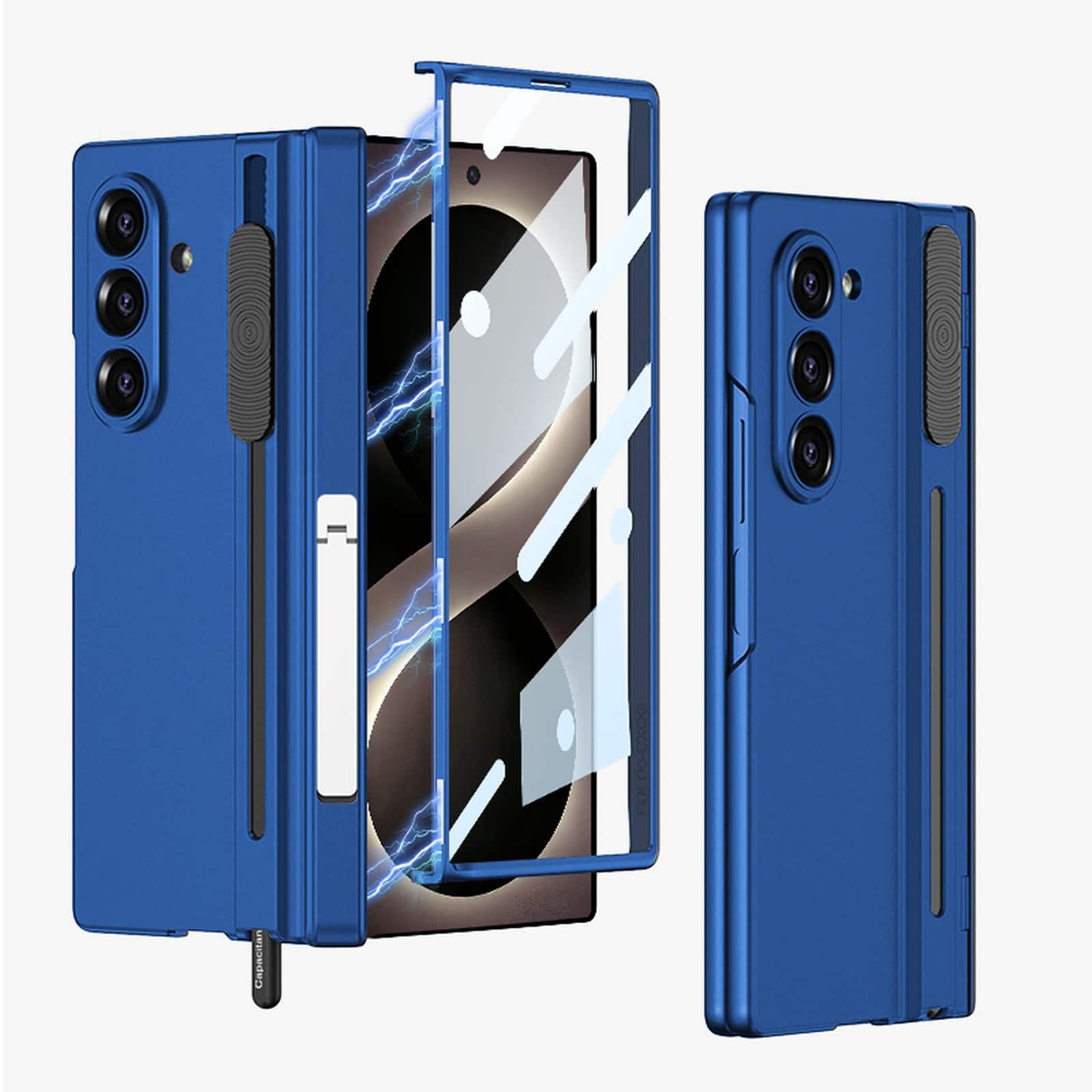 Dteck - Shockproof Case for Samsung Galaxy Z Fold8 Ultra with Stylus Pen Holder, Rigid Plastic Cover Built in Screen Film Stand - Darkblue price history on PriceWatchPro