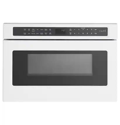 - Mute
- Set Clock
- Lock Controls
- Melt
- Defrost
- Sensor Reheat
- Cook Time
- Power Level
- Timer
- Beverage
- Soften
- Sensor Cook
- Sensor Popcorn
- Add 30 Sec
- Start
- Pause
- Extra Cook
- Open
- CAFÉ
- Clear
- Close