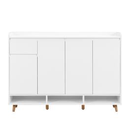 HTUTWOO - Modern Shoe Storage Cabinet, Adjustable Shelves Shoe Rack Organizer with 4 Doors and 1 Drawer - White
